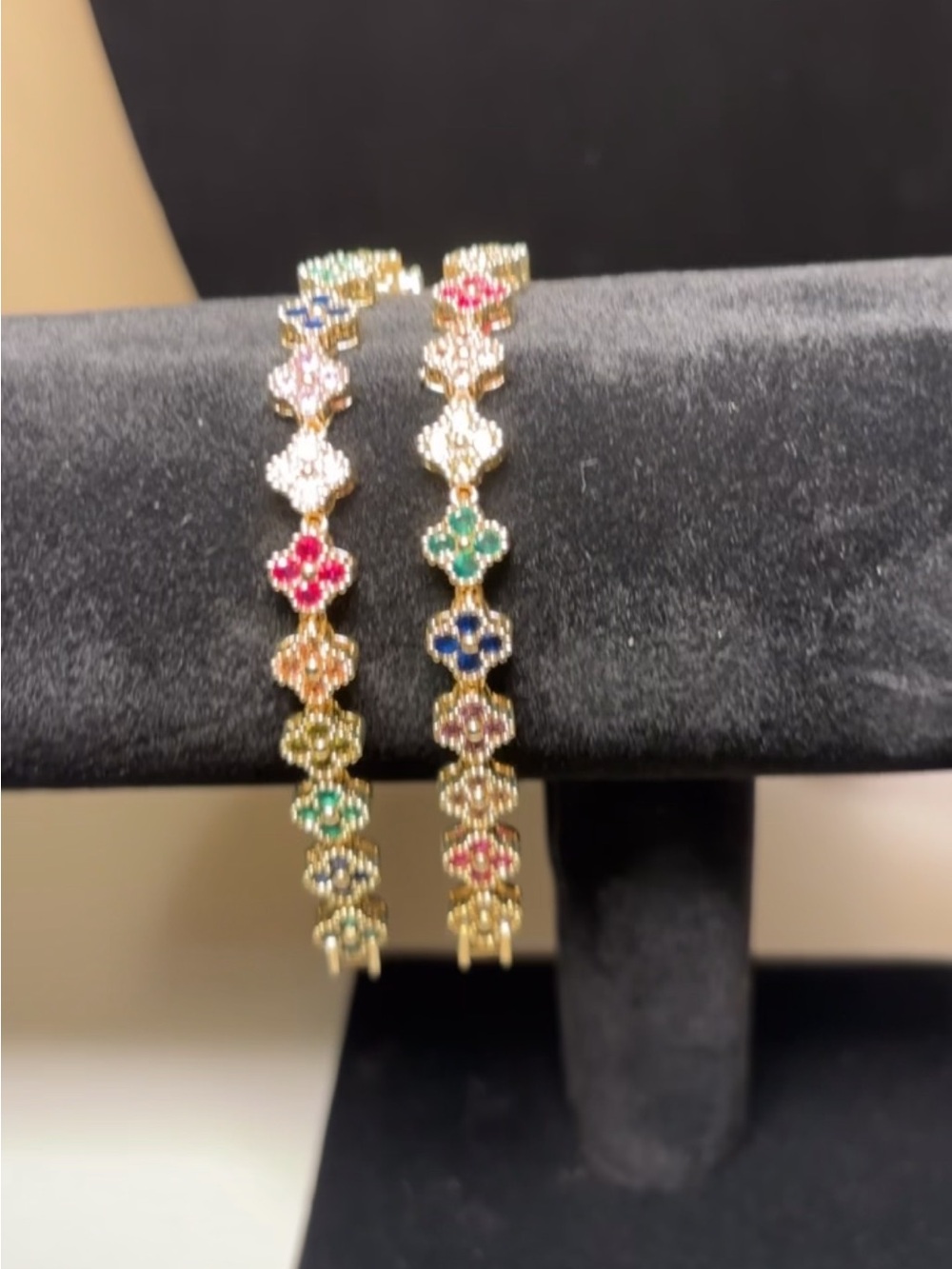 Gold Multicolor Clover-Link Tennis Bracelet - Women Jewelry